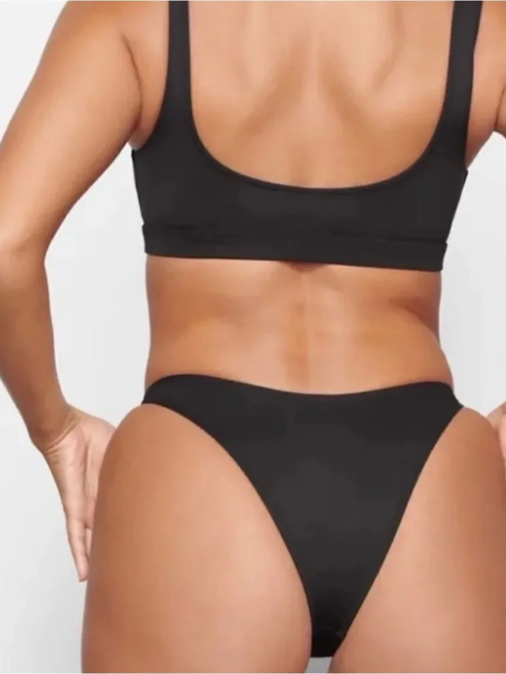 SKIMS Recycled Swim Micro Tanga Bikini Bottom In Onyx Black Size 3X New with Tag